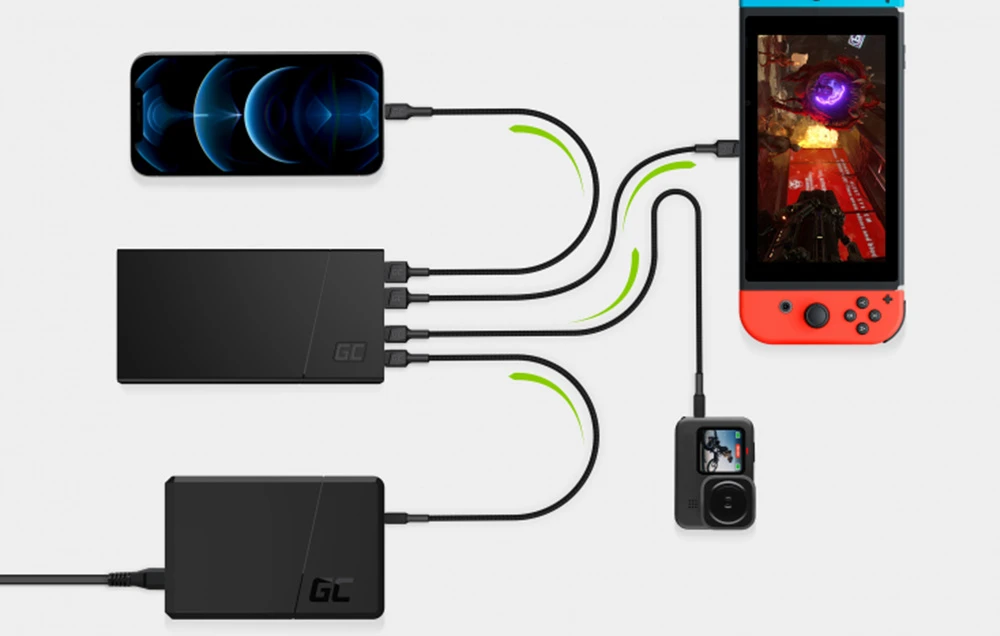 Green Cell Žalias Cell Žalias CELL Power Bank PowerPlay10 10000mAh USB-C 18W PD ir 2x USB-A GC Ultra Charge aprašymas - Prekės nuotrauka