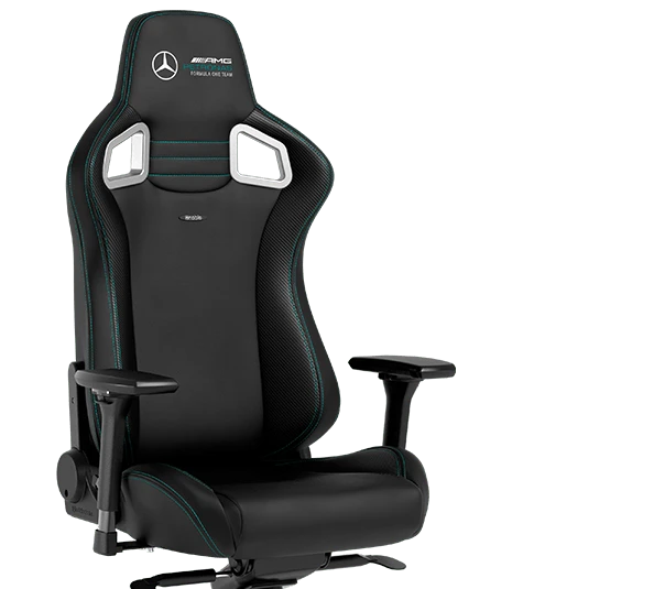 Žaidimų kėdė Noblechairs EPIC Mercedes-AMG Petronas Formula One Team - 2021 Edition Vinilo/PU hibridinės odos žaidimų kėdė aprašymas - Prekės nuotrauka