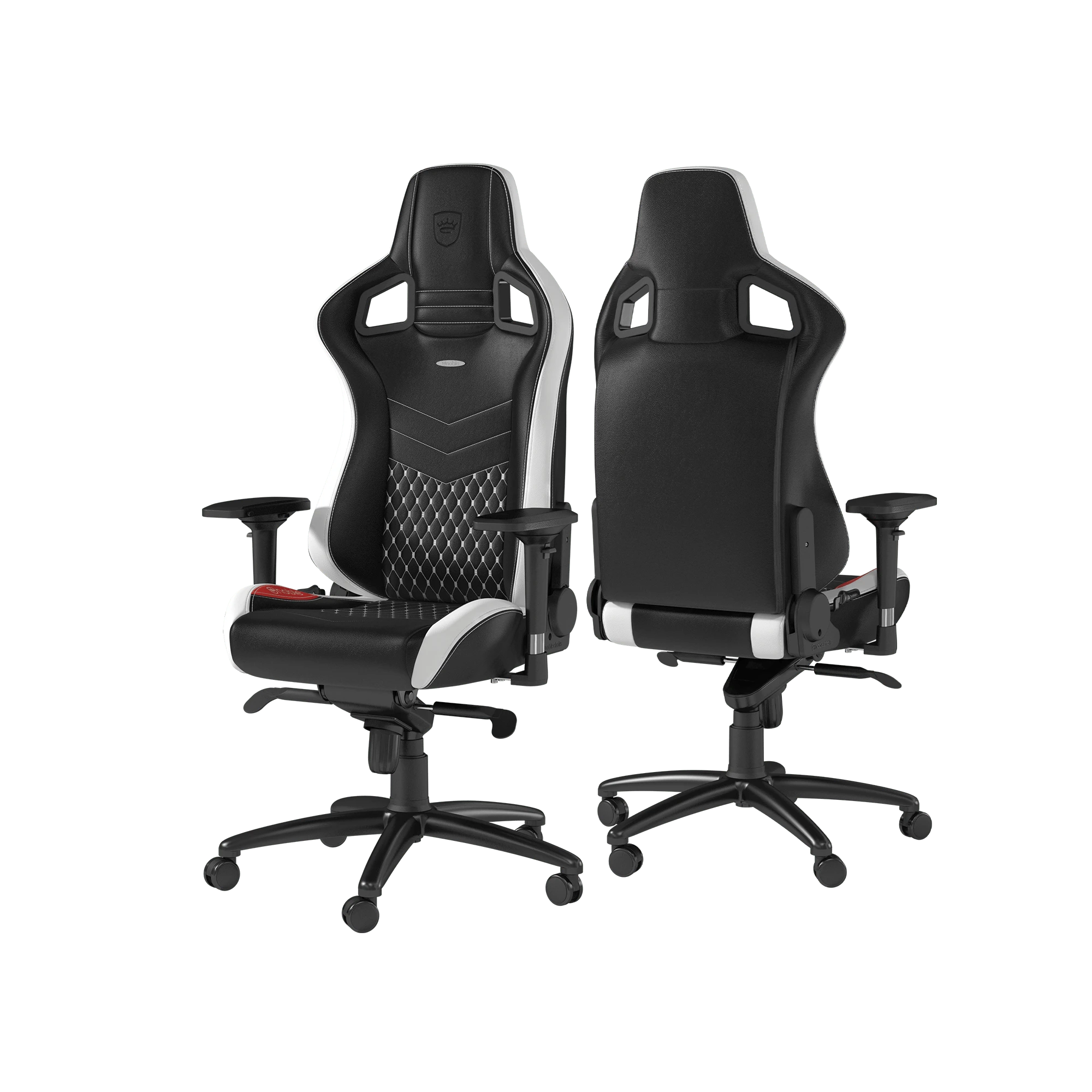 Žaidimų kėdė Noblechairs EPIC Real Leather Gaming Chair, Juoda-balta-raudona aprašymas - Prekės nuotrauka