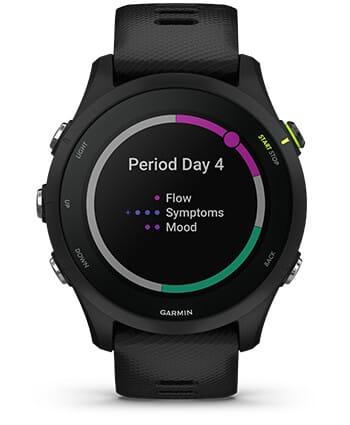 Išmanusis laikrodis Garmin Forerunner 255, Juodos spalvos apvadas su mėlynos spalvos silikoniniu dirželiu, 46mm aprašymas - Prekės nuotrauka
