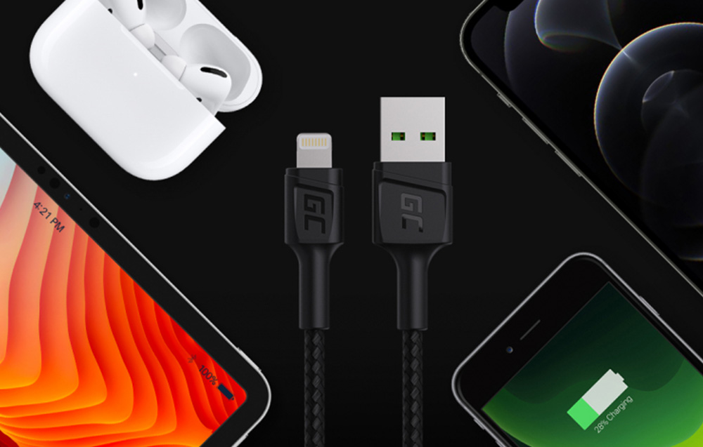 Green Cell Žalias Cell GREENCELL laidas GC PowerStream USB-A – Lightning 200cm Apple 2.4A aprašymas - Prekės nuotrauka Green Cell Žalias Cell GREENCELL laidas GC PowerStream USB-A – Lightning 200cm Apple 2.4A aprašymas - Prekės nuotrauka