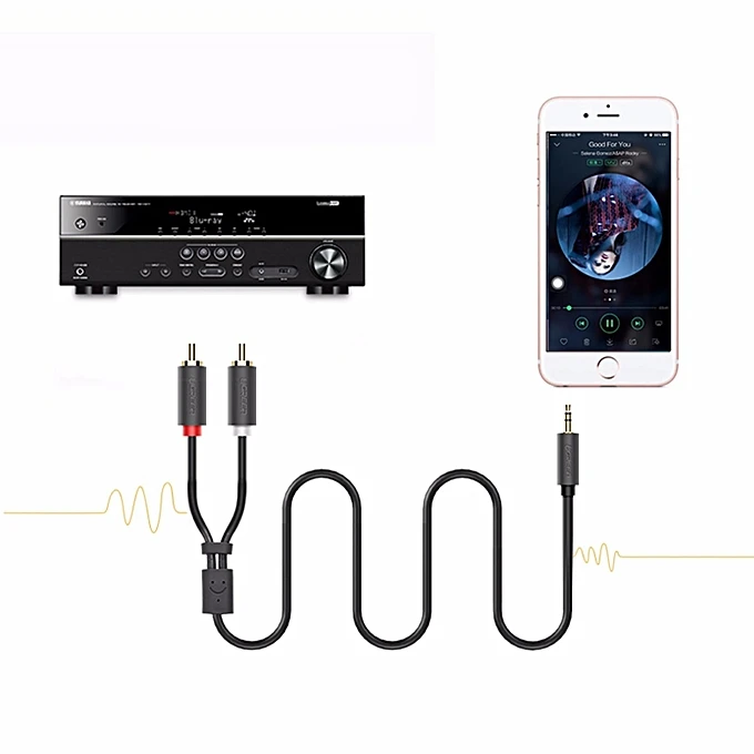 Ugreen AV116 10591 audio mini jack cable 3.5 mm (male) / 2RCA (male) 5m - juodas aprašymas - Prekės nuotrauka Ugreen AV116 10591 audio mini jack cable 3.5 mm (male) / 2RCA (male) 5m - juodas aprašymas - Prekės nuotrauka