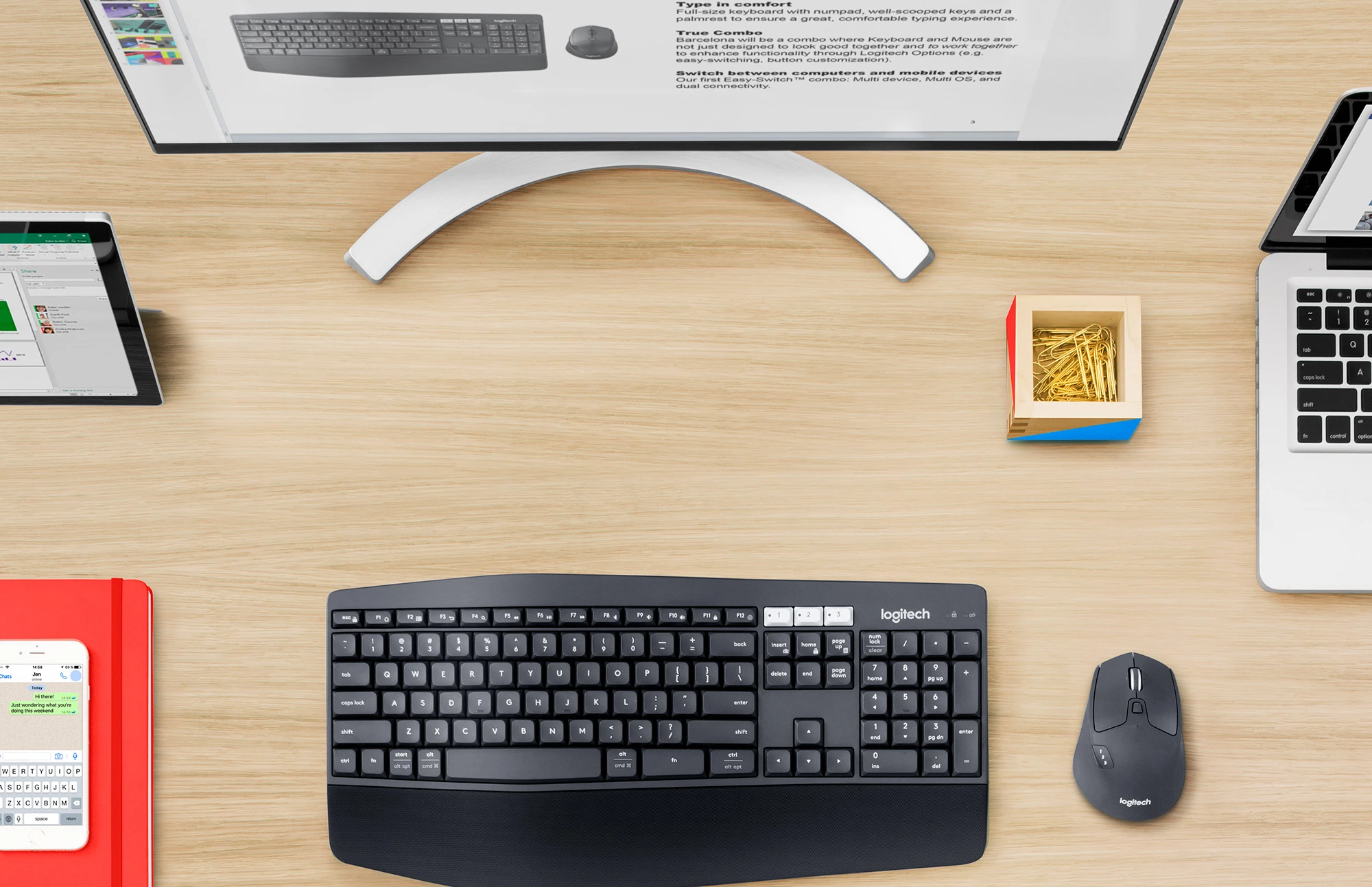 Belaidė klaviatūra ir pele Logitech MK850 Performance, Išdėstymas: Vokiečių (Qwerty): 920-008221 aprašymas - Prekės nuotrauka
