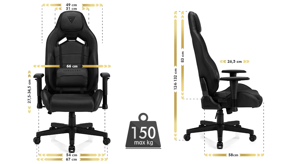 Žaidimų kėdė Sense7 Vanguard Gaming Chair, Juoda aprašymas - Prekės nuotrauka