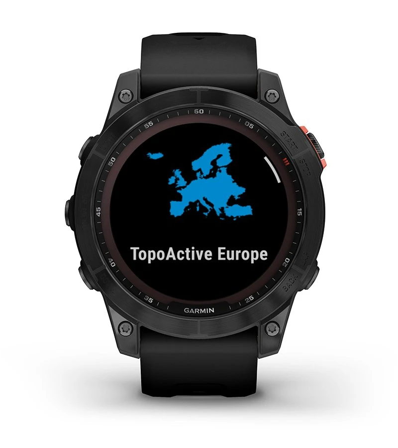 Išmanusis laikrodis Garmin fenix 7 Solar, Pilkos skalūno spalvos, su juodos spalvos silikoniniu dirželiu (Ekspozicinė prekė) aprašymas - Prekės nuotrauka