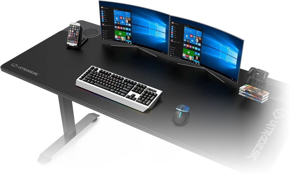 Žaidimų stalas Ultradesk Momentum, 152,5 x 70 cm, juodas aprašymas - Prekės nuotrauka