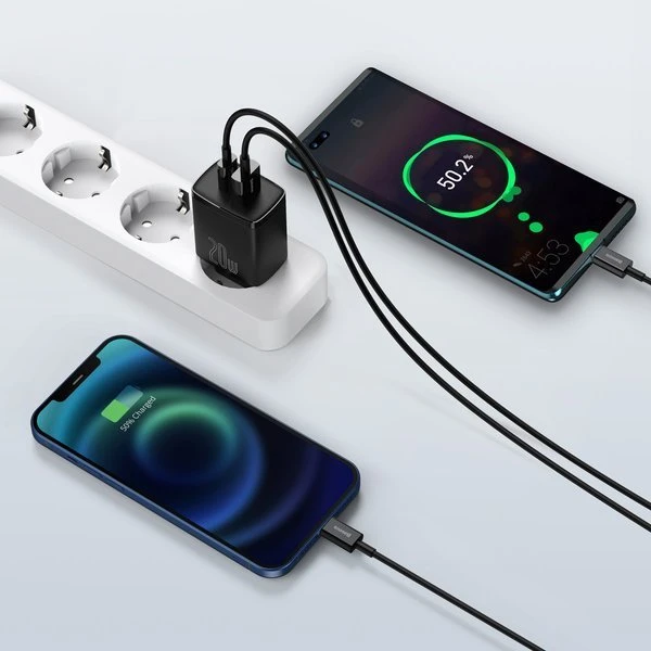 Baseus Kompaktiškas sieninis greitasis įkroviklis USB-C 20W, Juodos spalvos (CCXJ-B01) aprašymas - Prekės nuotrauka