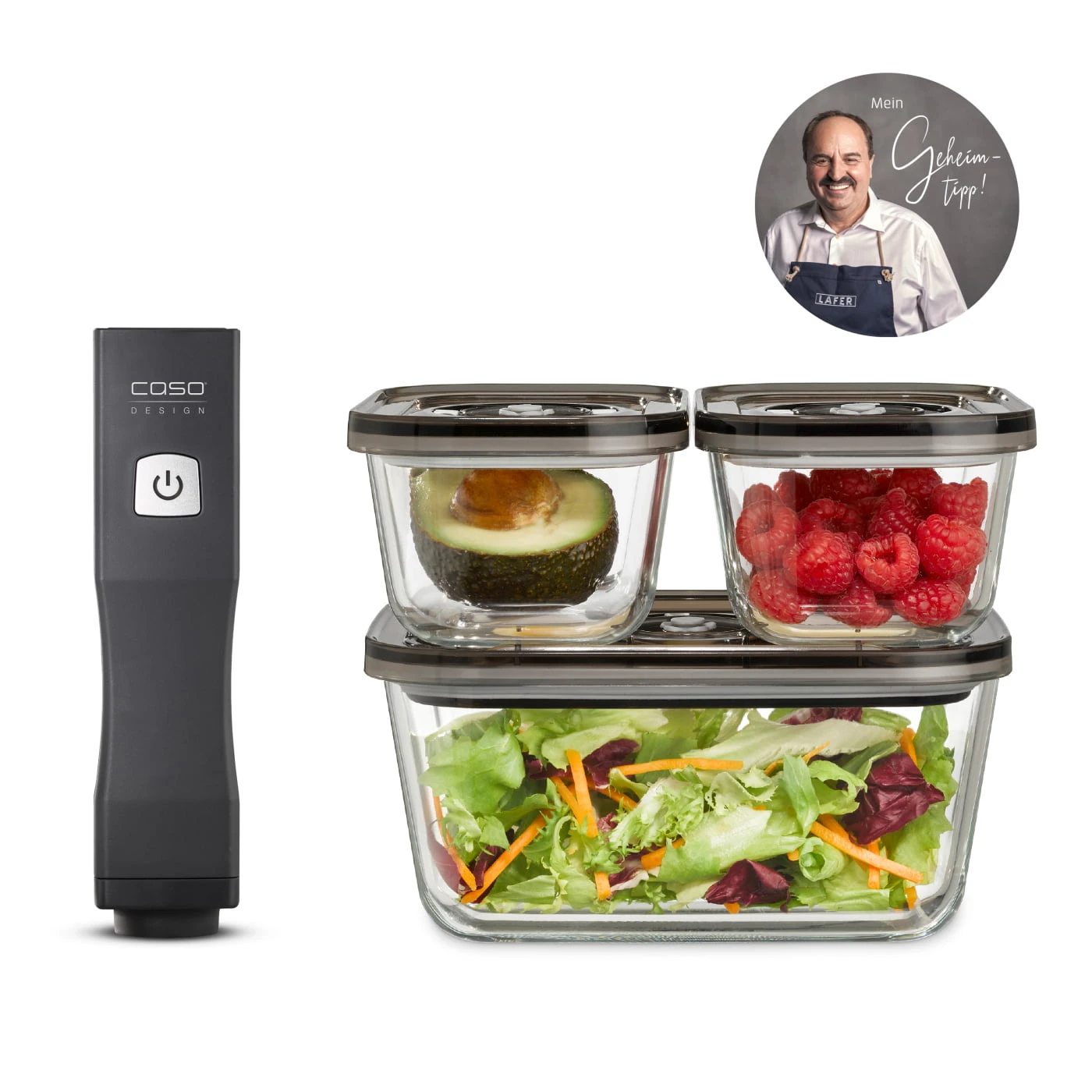 Vakuumavimo rinkinys Caso Vacu OneTouch Eco-Set, Juodas 01169 aprašymas - Prekės nuotrauka
