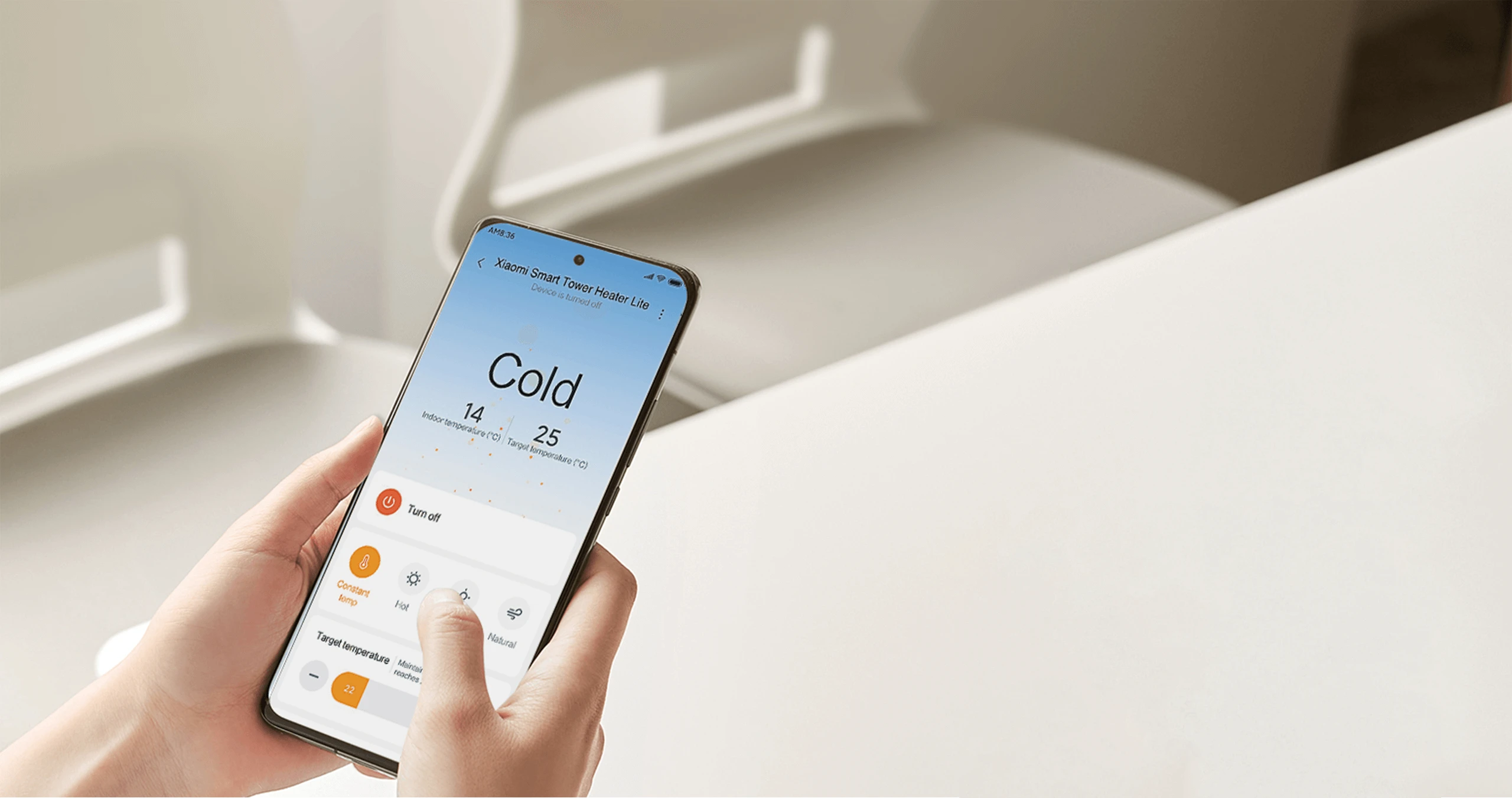 Šildytuvas Xiaomi Smart Tower Heater Lite BHR6101EU, Baltos spalvos aprašymas - Prekės nuotrauka