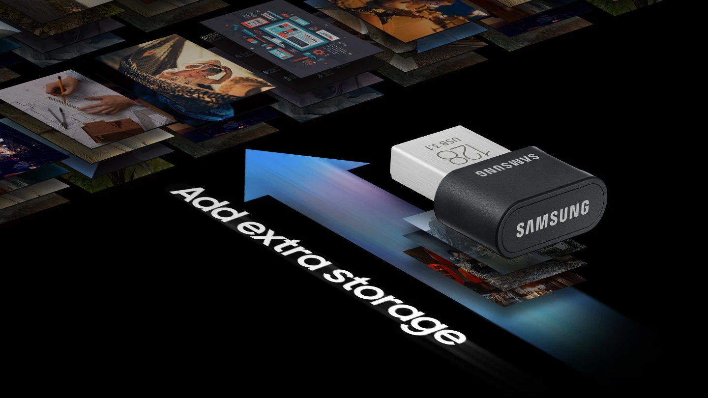 USB laikmena Samsung FIT Plus, 128 GB, Juodos spalvos aprašymas - Prekės nuotrauka
