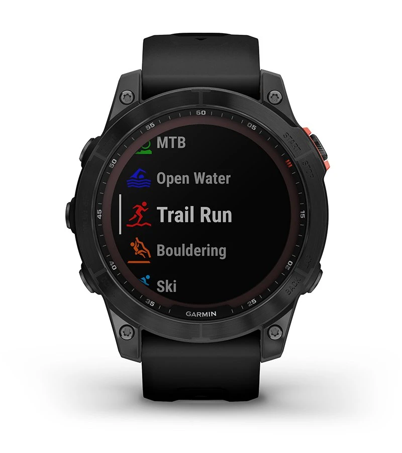 Išmanusis laikrodis Garmin fenix 7 Solar, Pilkos skalūno spalvos, su juodos spalvos silikoniniu dirželiu (Ekspozicinė prekė) aprašymas - Prekės nuotrauka