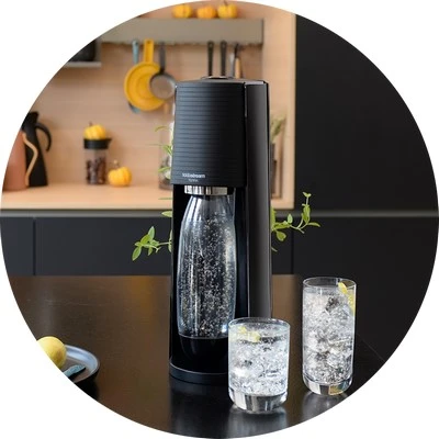 Gėrimų gaminimo aparatas SodaStream Terra juodas +2 buteliukai aprašymas - Prekės nuotrauka