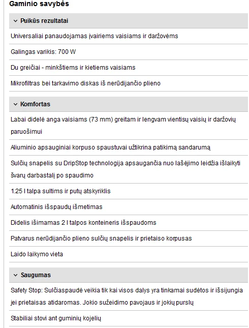 Sulčiaspaudė Bosch MES3500 juice maker 700 W Juodas, Sidabrinis aprašymas - Prekės nuotrauka