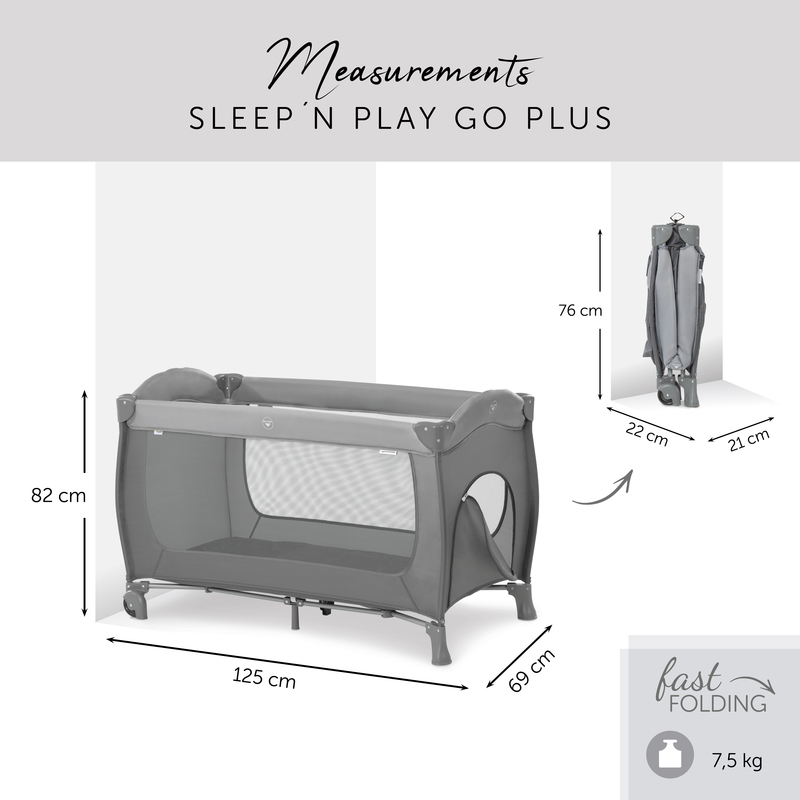 Nascita HAUCK lovelė - maniežas SLEEP N PLAY Go Plus, pilka aprašymas - Prekės nuotrauka