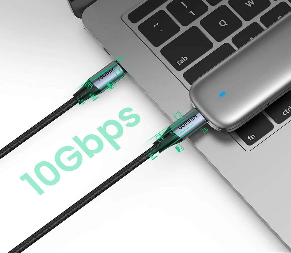 Kabelis UGREEN US355 USB-C į USB-C 3.1 Gen.2, PD, 5A, 100W, 4K, 10Gbps, 1m aprašymas - Prekės nuotrauka Kabelis UGREEN US355 USB-C į USB-C 3.1 Gen.2, PD, 5A, 100W, 4K, 10Gbps, 1m aprašymas - Prekės nuotrauka