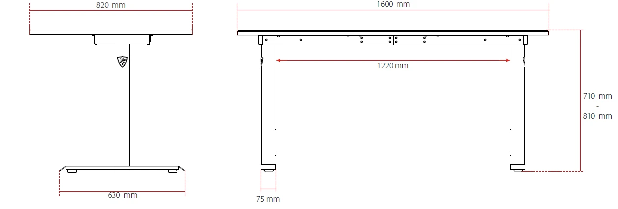 Žaidimų stalas Arozzi Arena Gaming Desk, Reguliuojamo aukščio 710-810mm, Juodas aprašymas - Prekės nuotrauka