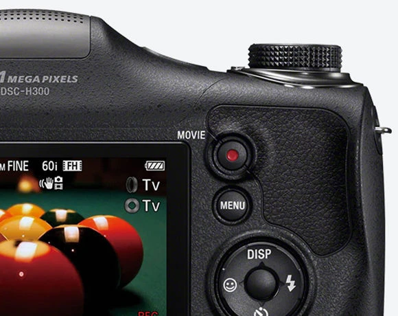 Sony Cyber-shot DSC-H300 Bridge camera, 20.1 MP, Optical zoom 35 x, Digital zoom 2 x, ISO 3200, Ekranas diagonal 7.62 cm, Video recording, Juodas aprašymas - Prekės nuotrauka