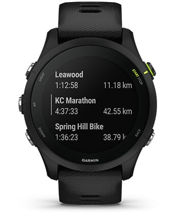 Išmanusis laikrodis Garmin Forerunner 255, Juodos spalvos apvadas su mėlynos spalvos silikoniniu dirželiu, 46mm aprašymas - Prekės nuotrauka