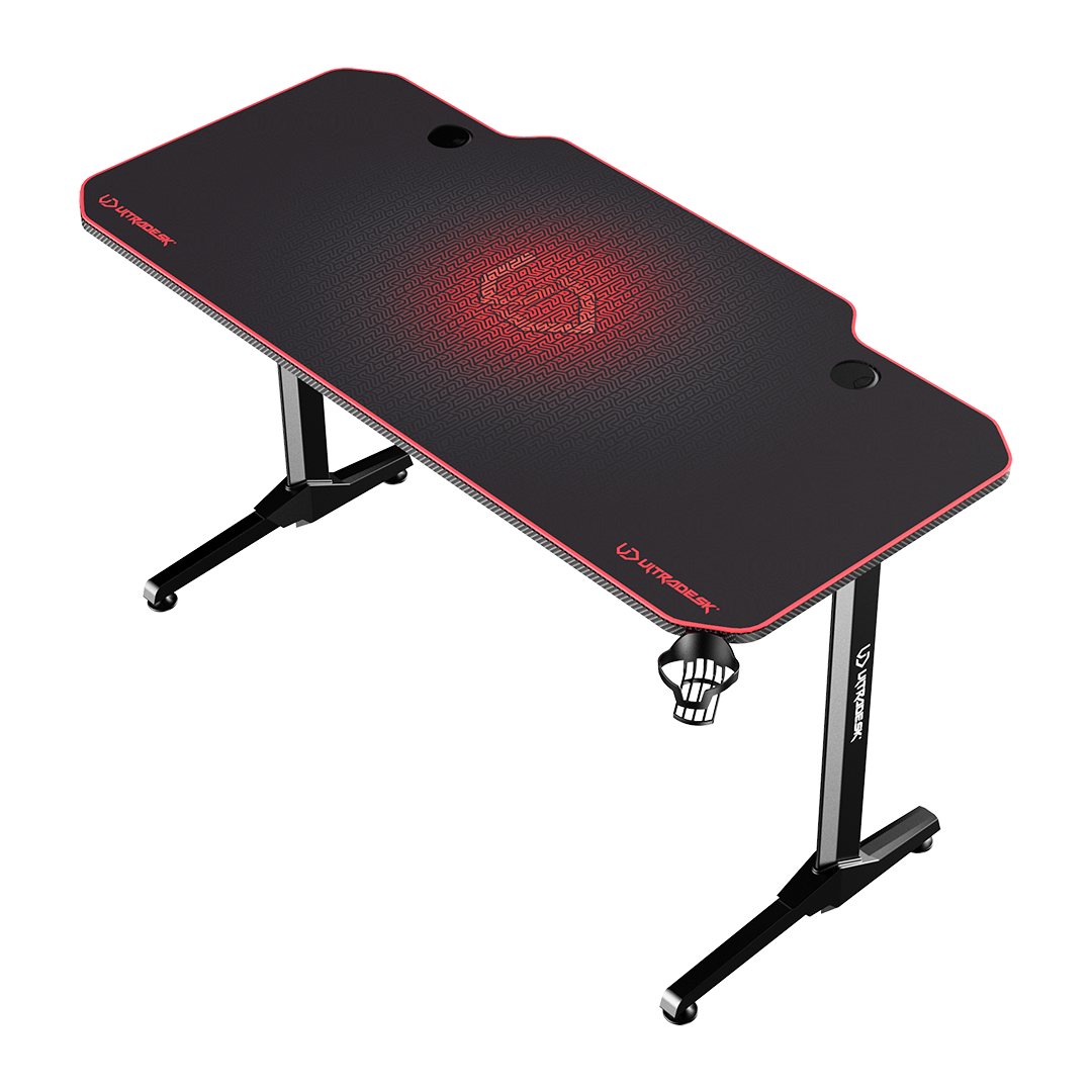 Žaidimų stalas Ultradesk Frag Gaming Desk, Juodas su raudonu kilimėliu aprašymas - Prekės nuotrauka