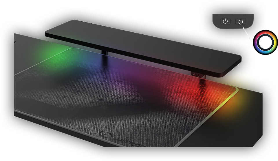 Reguliuojamo aukščio kampinis žaidimų stalas Ultradesk Winger LED RGB, Juodos spalvos aprašymas - Prekės nuotrauka