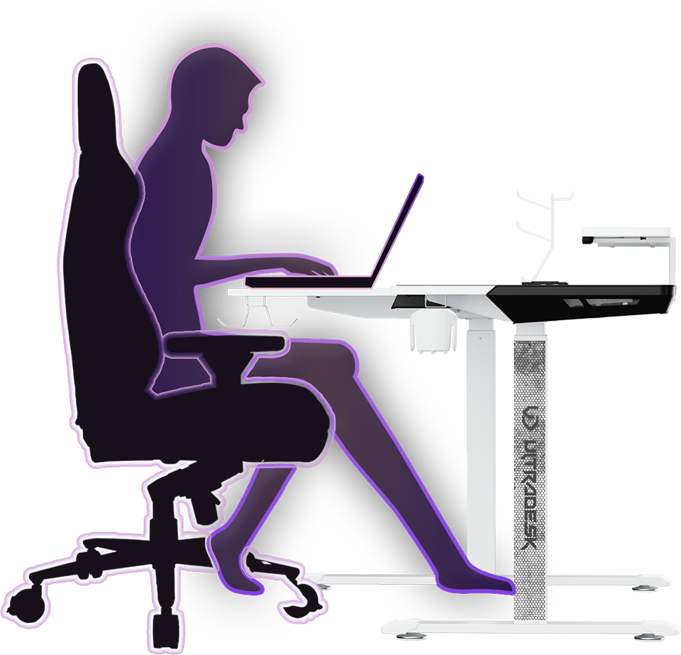 Reguliuojamo aukščio kampinis žaidimų stalas Ultradesk Winger LED RGB, Juodos spalvos aprašymas - Prekės nuotrauka