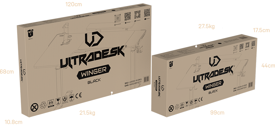 Reguliuojamo aukščio kampinis žaidimų stalas Ultradesk Winger LED RGB, Juodos spalvos aprašymas - Prekės nuotrauka