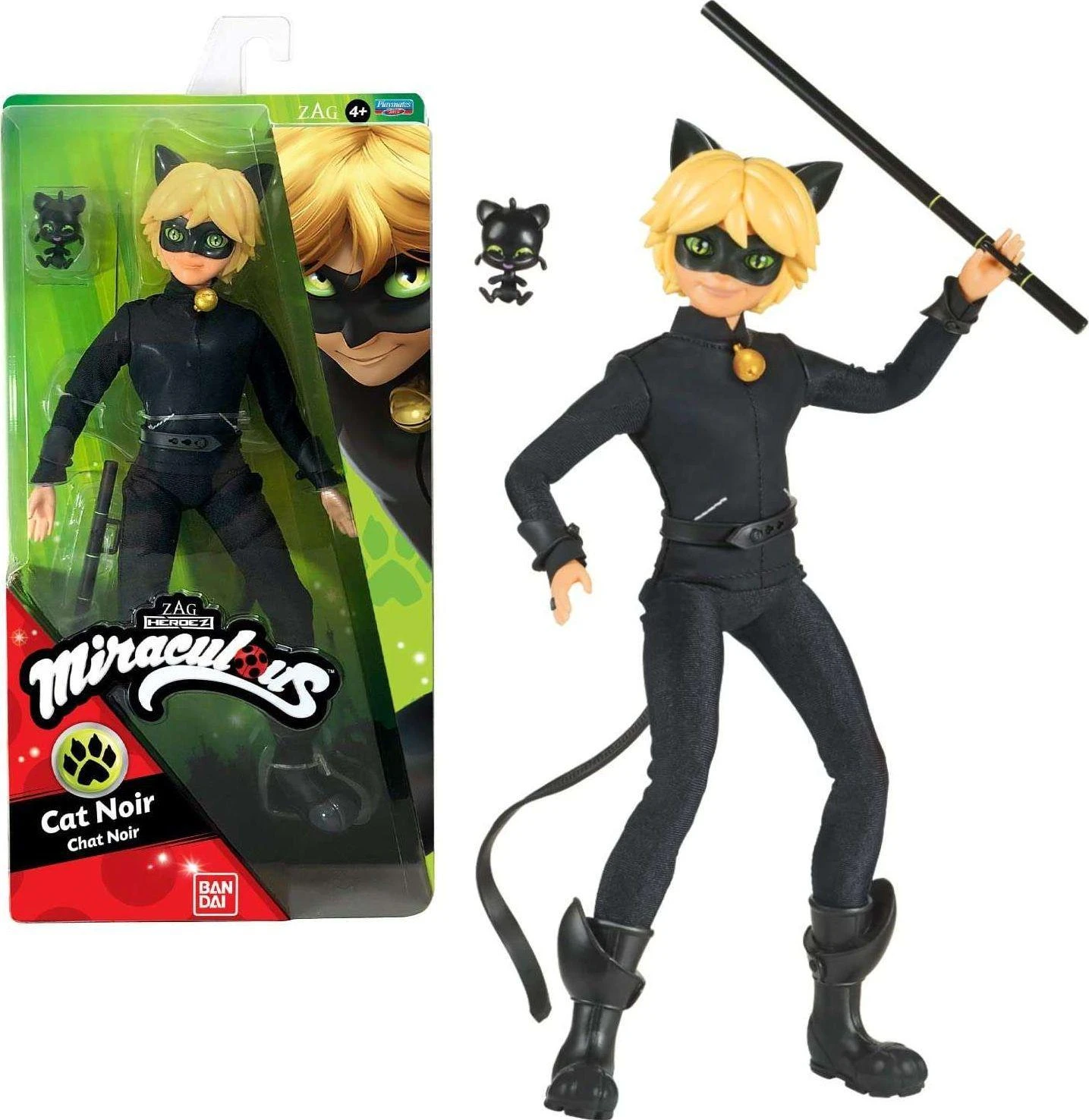 Bandai Lėlė Miraculous Juodas Kot Cat Noir + priedai