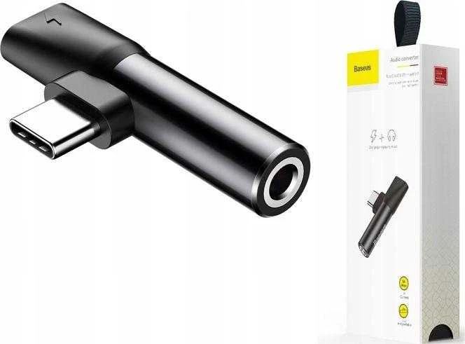 Baseus Audio adapteris L41 USB-C prie 3.5mm AUX lizdo + USB-C - Juodas