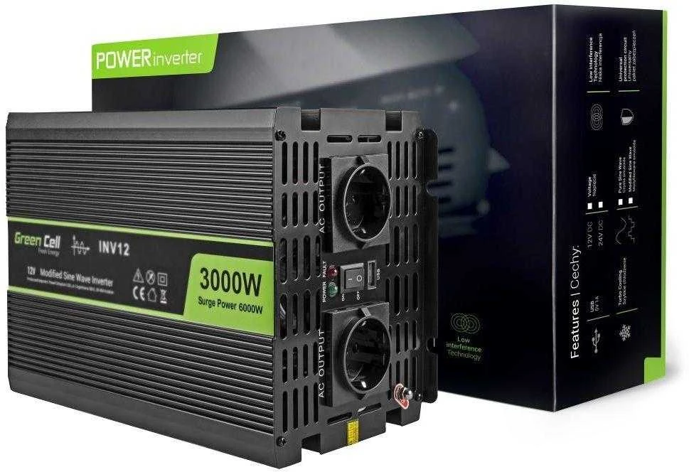 Green Cell Žalias Cell Inverteris 12V/220V 3000W/6000W Modifikuota sinusinė išėjimo įtampa Žalias Cell