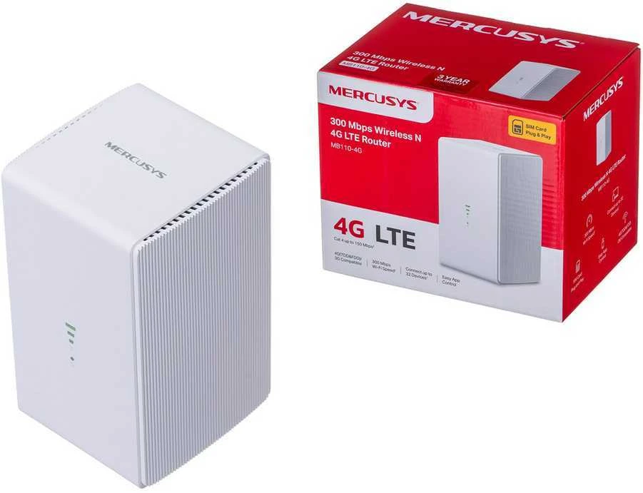 Maršrutizatorius Mercusys MB110-4G belaidis maršruto parinktuvas Ethernet Single-band (2,4 GHz) Baltas