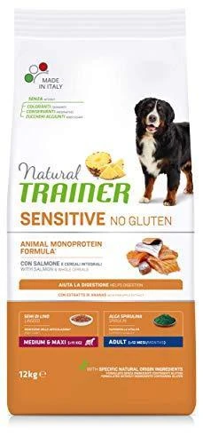 Natural Trainer ADULT DOG SENSITIVE be gliuteno Medium/Maxi su lašiša 12kg