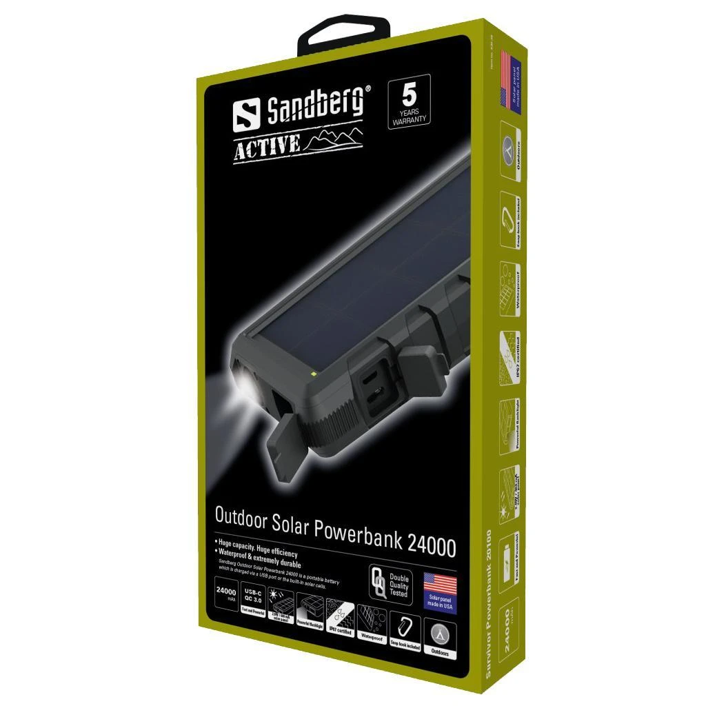 Nešiojama saulės baterija-įkroviklis Sandberg Outdoor Solar Powerbank 24000
