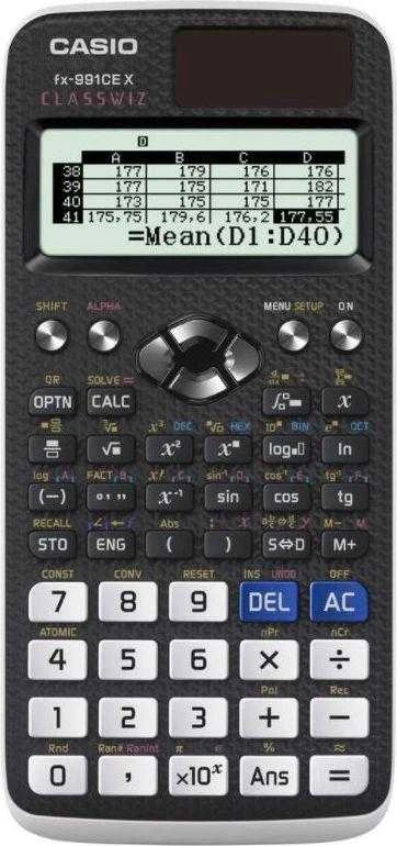 Casio FX-991CEX su statistinių skaičiavimų ekranu