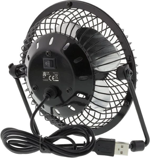 USB ventiliatorius Deltaco FT-750 10cm, Juodas