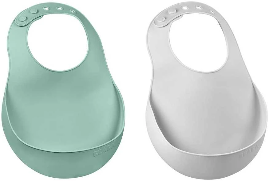BEABA 2 VNT. SILIKONINIŲ SEILINUKŲ RINKINYS, LIGHT MIST/AIRY Žalias