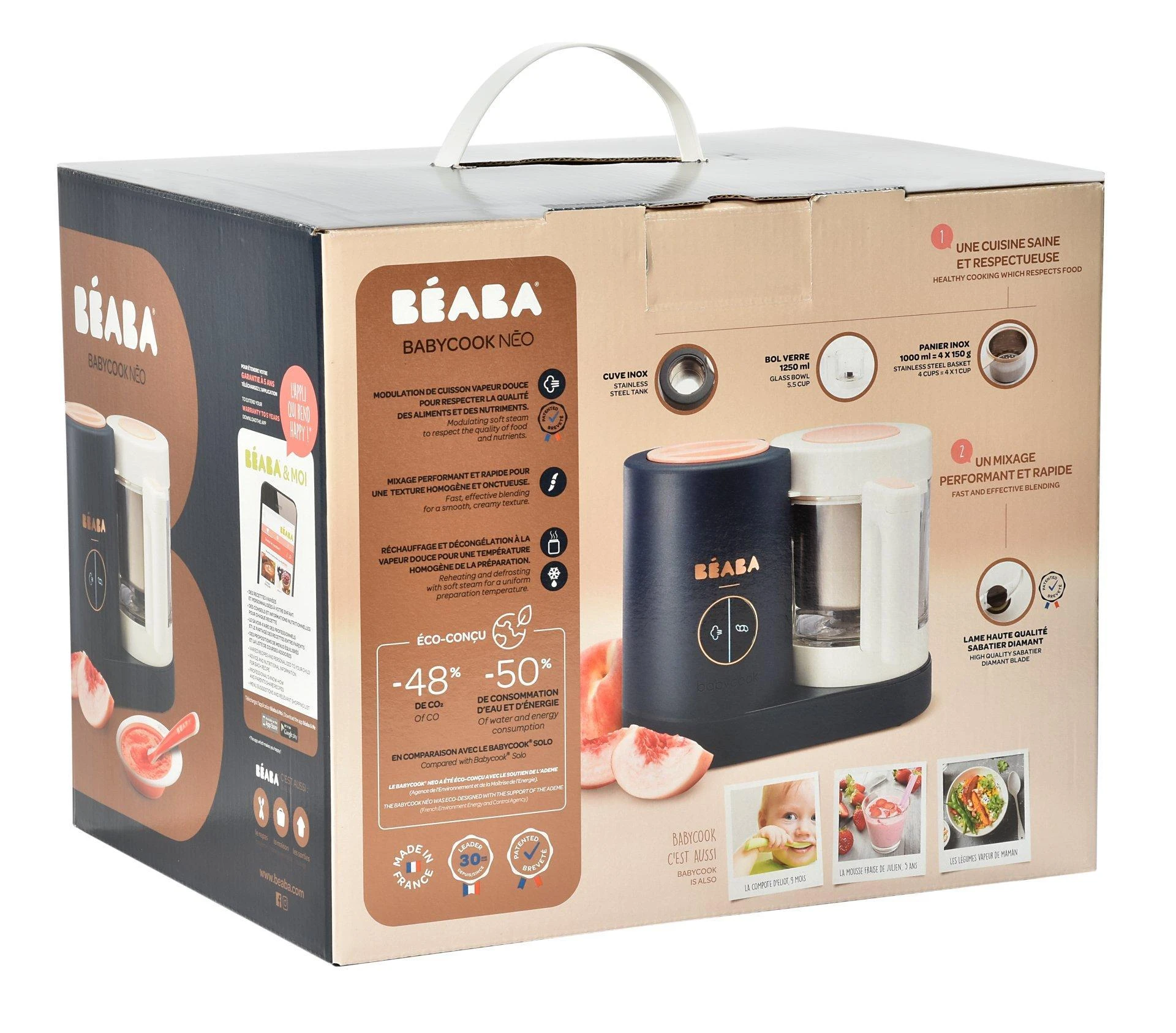 Trintuvas-garintuvas Beaba Babycook Neo, tamsiai mėlynas/baltas