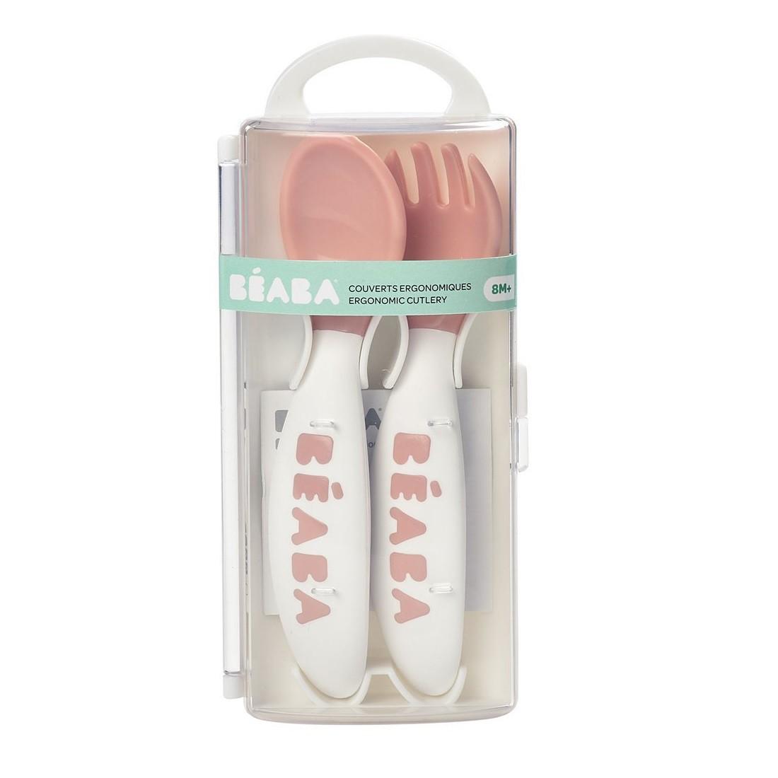 Beaba ergonomiški stalo įrankiai, +8 mėn, spalva: old pink