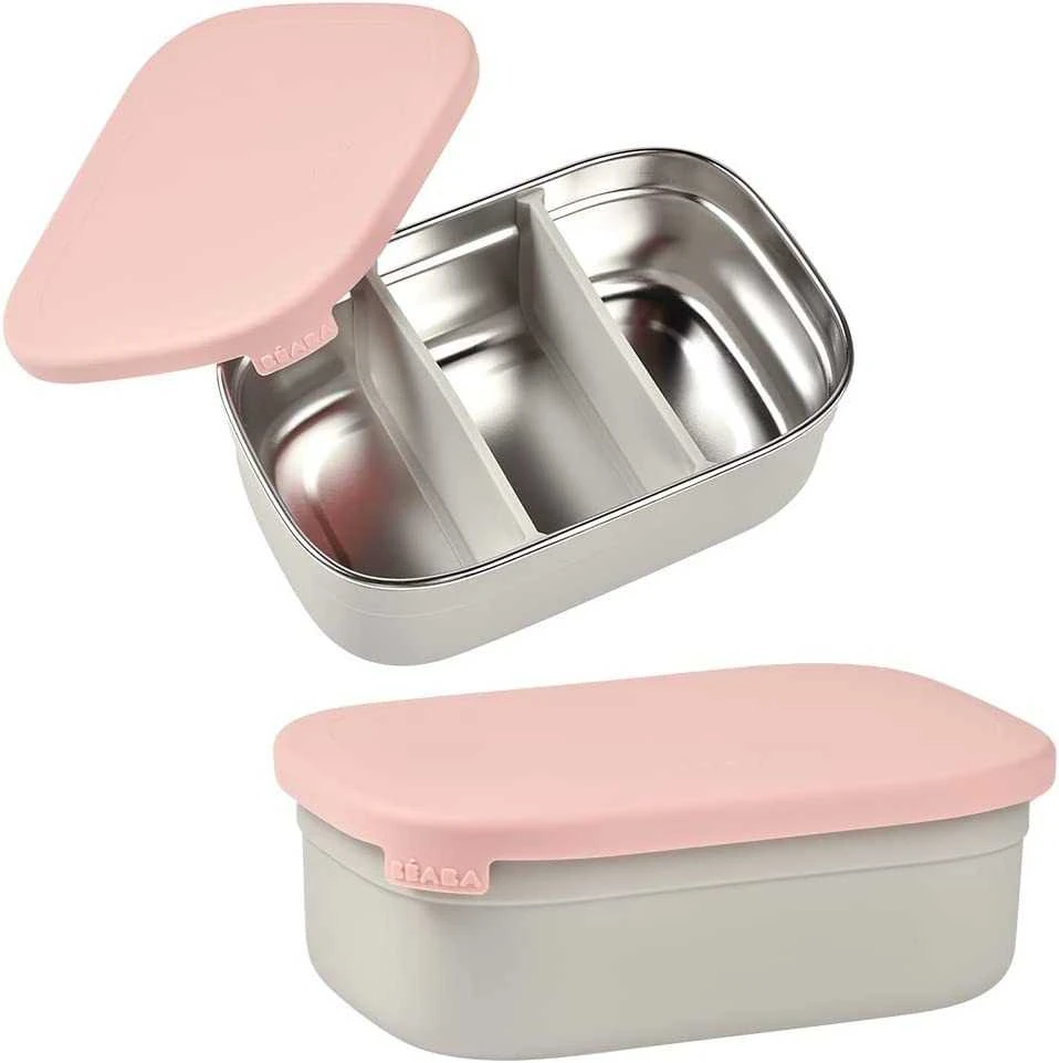BEABA METALINĖ REGULIUOJAMŲ SKYRIŲ PIETŲ DĖŽUTĖ, DUSTY ROSE