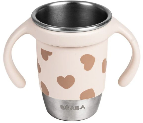 BEABA NERŪDIJANČIO PLIENO MOKOMASIS PUODELIS CLICK AND DRINK 240 ML BIGLOVE