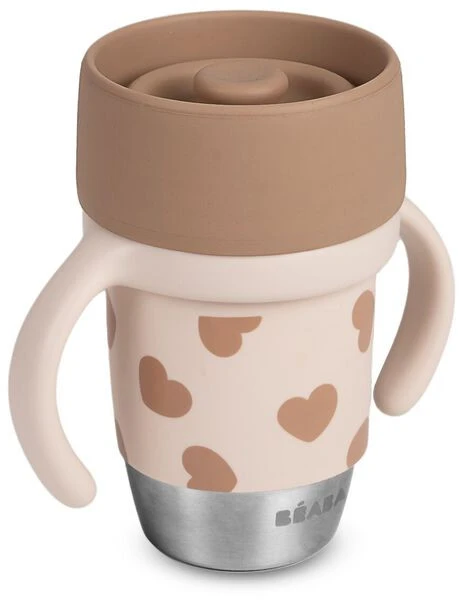 BEABA NERŪDIJANČIO PLIENO MOKOMASIS PUODELIS CLICK AND DRINK 240 ML BIGLOVE