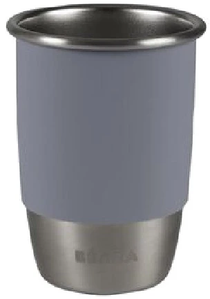 BEABA NERŪDIJANČIO PLIENO MOKOMASIS PUODELIS CLICK AND DRINK 240 ML PEBBLE