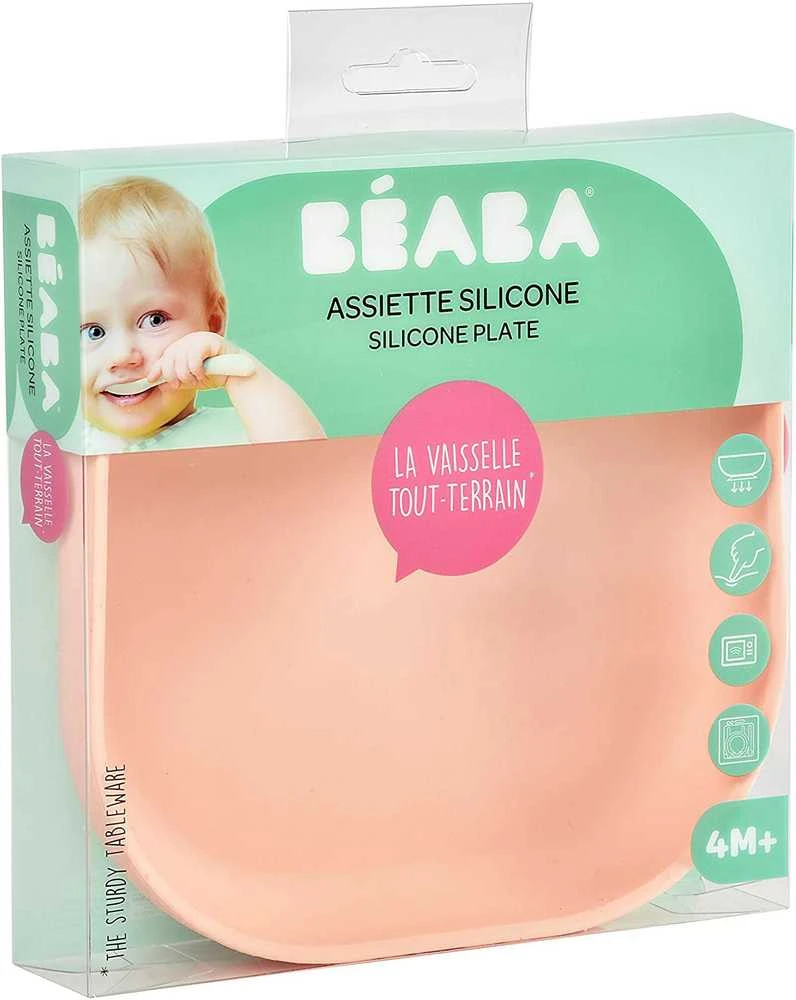 BEABA SILIKONINĖ DUGNU PRILIMPANTI LĖKŠTĖ, COTTON CANDY