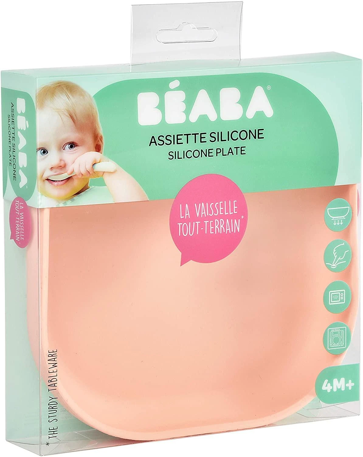 BEABA SILIKONINĖ DUGNU PRILIMPANTI LĖKŠTĖ, COTTON CANDY