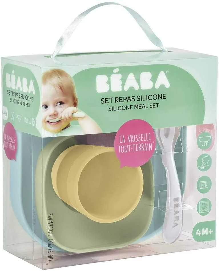 Beaba silikoninis 4 vnt. pietų rinkinys, geltonas