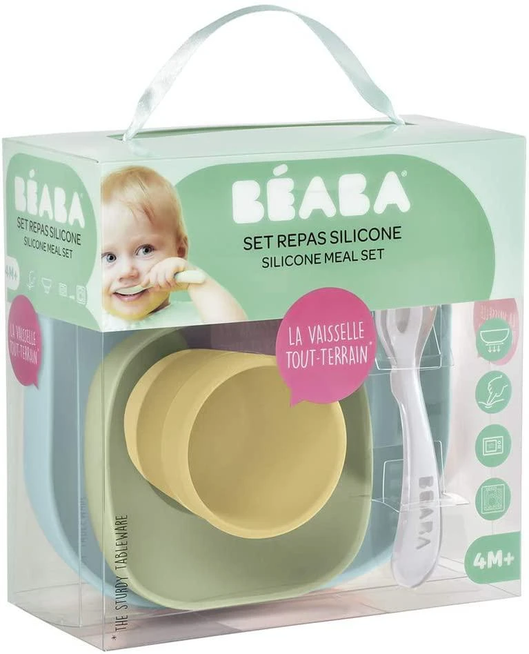 Beaba silikoninis 4 vnt. pietų rinkinys, geltonas