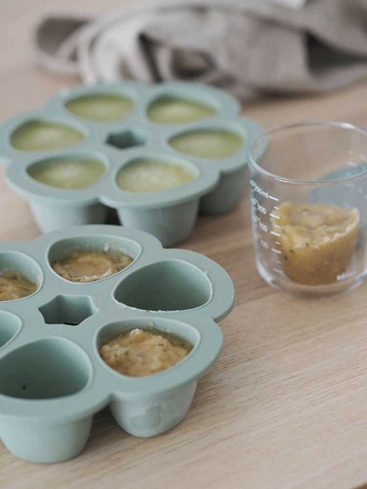 BEABA SILIKONINIS KŪDIKIO MAISTO KONTEINERIS MULTIPORTIONS XL 6X150 ML SAGE Žalias