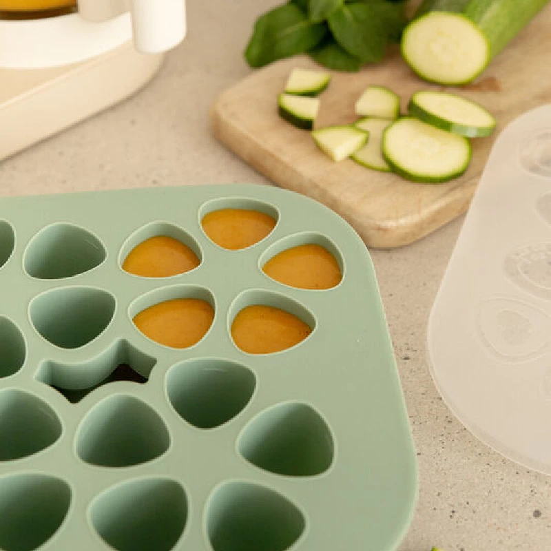 BEABA SILIKONINIS KŪDIKIO MAISTO KONTEINERIS MULTIPORTIONS (20X35 ML) SAGE Žalias