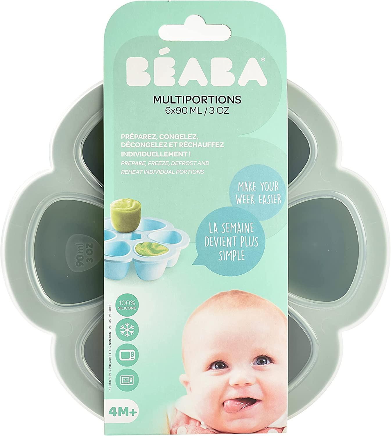 BEABA SILIKONINIS KŪDIKIO MAISTO KONTEINERIS MULTIPORTIONS 6x90 ML SAGE Žalias