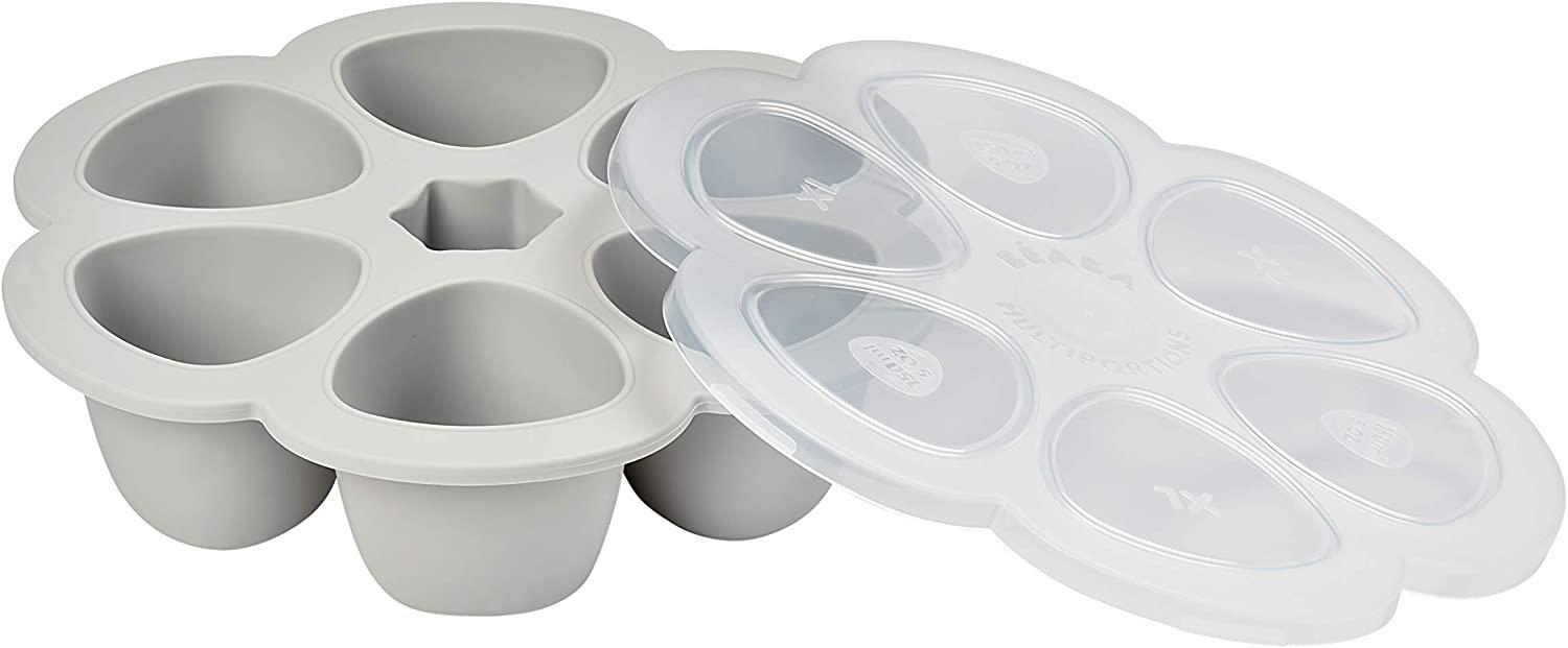 BEABA SILIKONINIS KŪDIKIO MAISTO KONTEINERIS MULTIPORTIONS, XL (6X150 ML), Pilkas