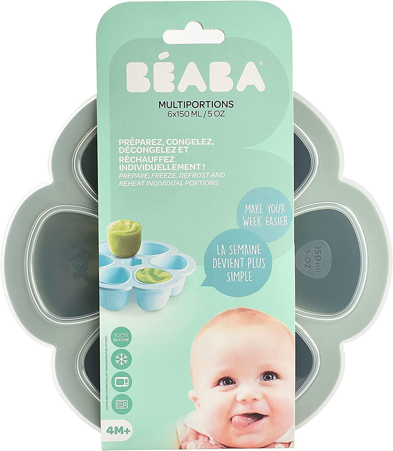 BEABA SILIKONINIS KŪDIKIO MAISTO KONTEINERIS MULTIPORTIONS XL 6X150 ML SAGE Žalias